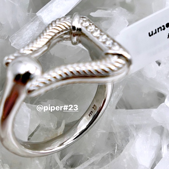 NWT Judith Ripka Vienna Diamond Sterling Silver Stirrup Ring-size 8 - Picture 5 of 11